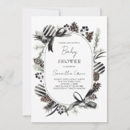 Black jul Baby Shower Inbjudningar