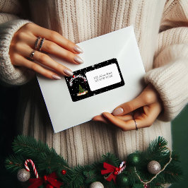 Black jul Graffiti Return Address Label Adressetikett