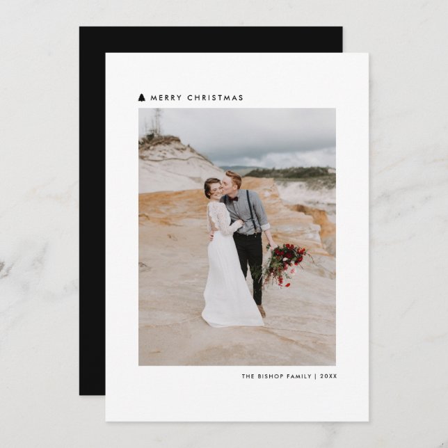 Black Julgran Modern God jul Photo Julkort (Fram/baksida)