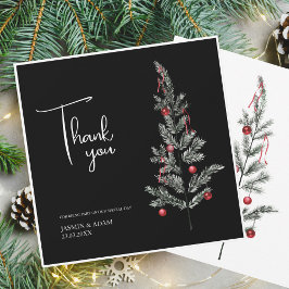 Black Julgran Red Grönt Winter Wedding Tack Kort