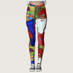Black Jultomten Designer Leggings - Julafton Bära