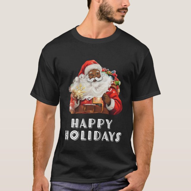 Black Jultomten Glad helg T Shirt (Framsida)