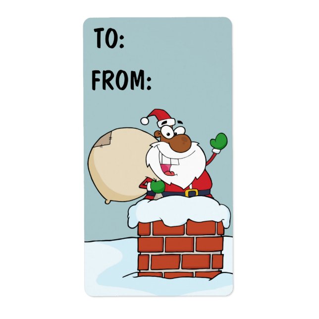 Black Jultomten i etiketten Skorsten gåva Fraktsedel (Framsidan)