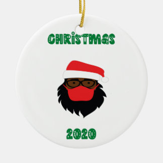 (Black) Jultomten i Mask Funny jul 2020 Julgransprydnad Keramik