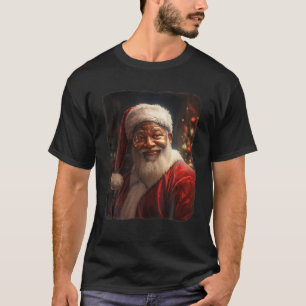 Black Jultomten jul, Porträtt-gåvor, svart H T Shirt