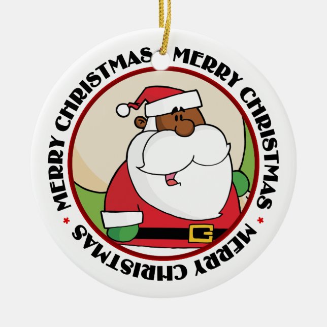 Black Jultomten med Leksak Sack Julgransprydnad Keramik (Framsidan)