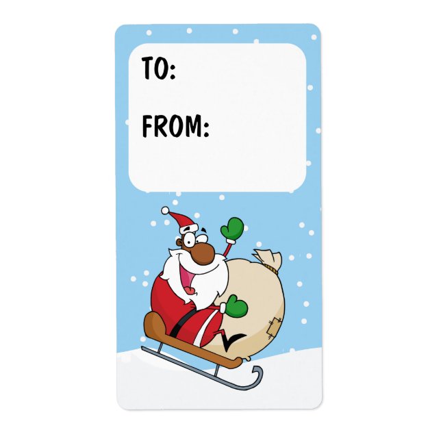 Black Jultomten på etiketten Sleigh Gift Fraktsedel (Framsidan)