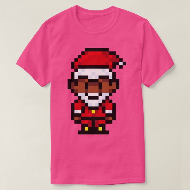 Black Jultomten Pixel Art T Shirt (Design framsida)