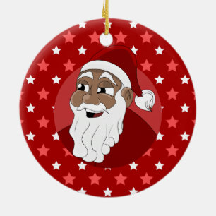 Black Jultomten Tecknad Julgransprydnad Keramik