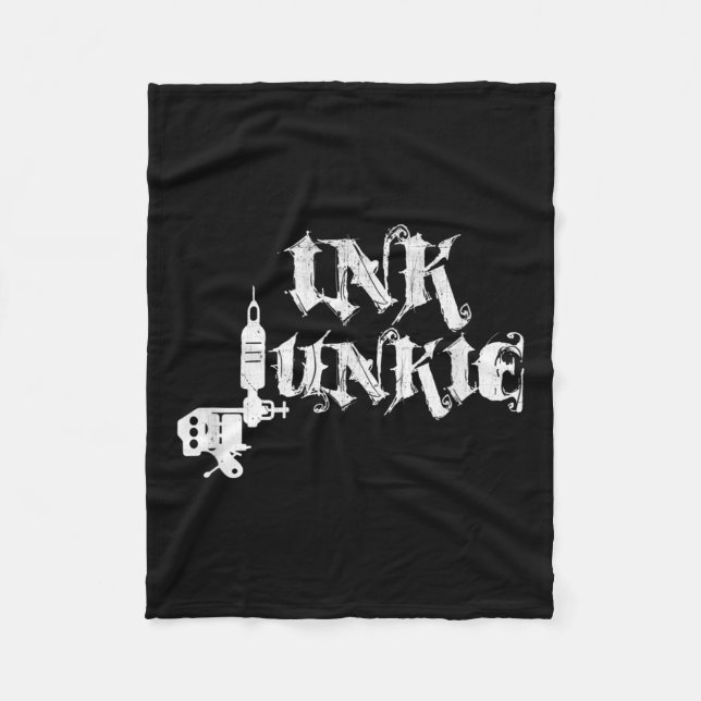Bläck Junkie Tattoo Artist Maskin Fleecefilt (Framsidan)