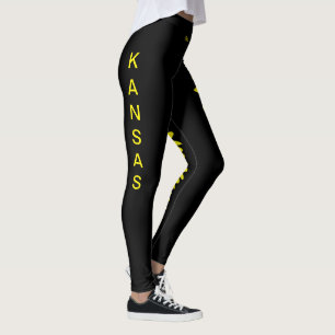 Black Kansas State Flower Solros Leggings