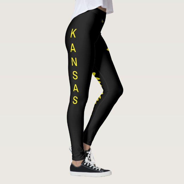 Black Kansas State Flower Solros Leggings (Höger)