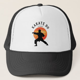 Black Karate Figur Sol Orange Gult Namn Modern Keps