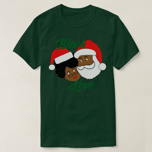 Black Kärlek Black Santa Mrs Claus T Shirt (Design framsida)