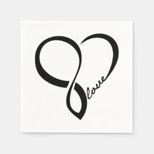 Black Kärlek Heart Bröllop Papper Napkins Set Pappersservett