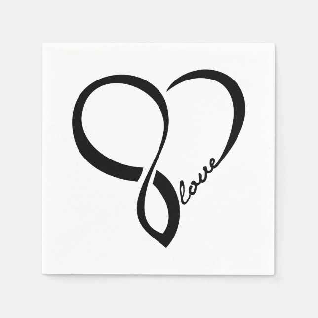 Black Kärlek Heart Bröllop Papper Napkins Set Pappersservett (Framsidan)