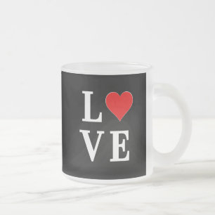 Black KÄRLEK Heart Modern Trendig Frostad Glasmugg