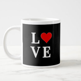 Black KÄRLEK Heart Modern Trendig Jumbo Mugg