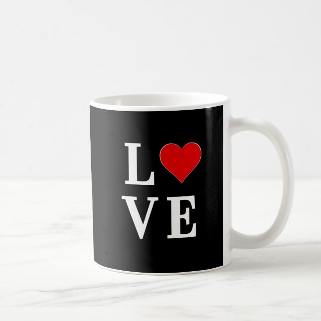 Black KÄRLEK Heart Modern Trendig Kaffemugg (Höger)