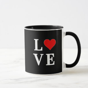 Black KÄRLEK Heart Modern Trendig Mugg