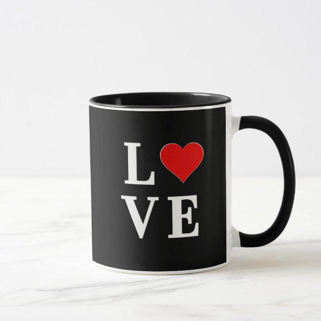 Black KÄRLEK Heart Modern Trendig Mugg (Höger)