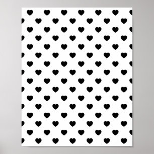 Black Kärlek Hearts White Background Poster