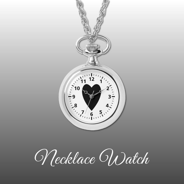 Black kärlek hjärta Necklace Watch Armbandsur (Skapare uppladdad)