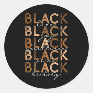 Black Kärlek Joy Excellence Pride History Hist Runt Klistermärke