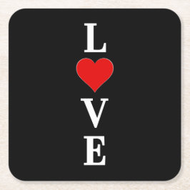 Black KÄRLEK Modern Tredny Black and White Underlägg Papper Kvadrat