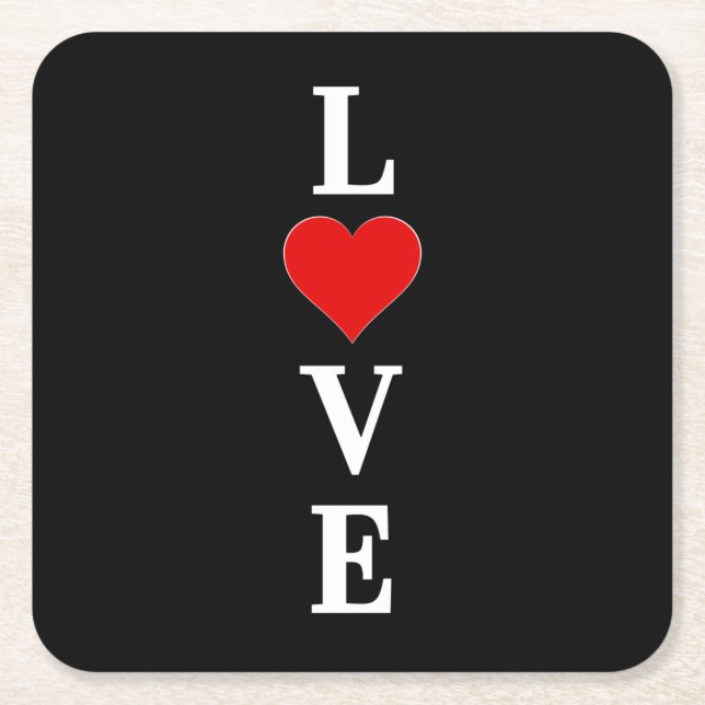 Black KÄRLEK Modern Tredny Black and White Underlägg Papper Kvadrat (Framsidan)