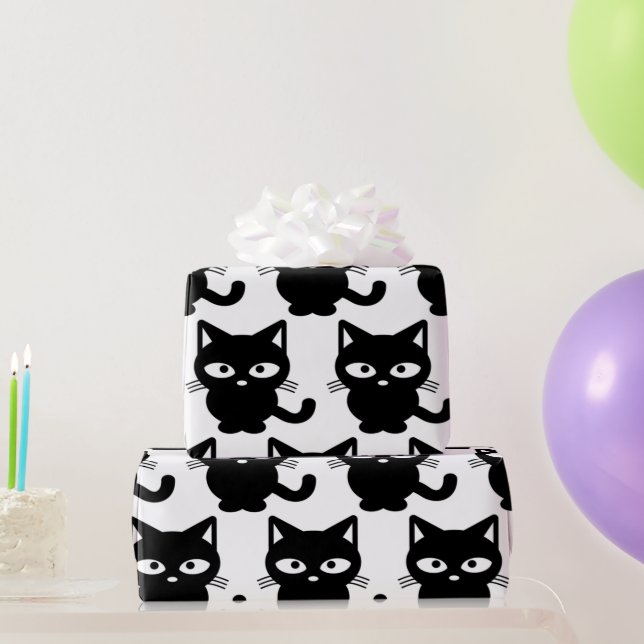 Black Kattunge Cute Halloween Presentpapper (Festgåvor)