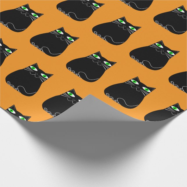 Black Kattunge Grönt Ögon Anpassningsbar Presentpapper (Hörn)