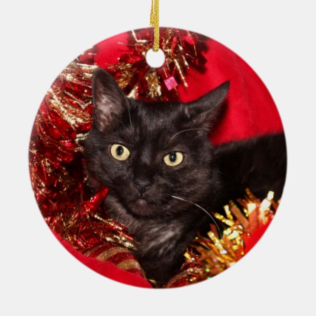Black kattunge jul julgransprydnad keramik (Baksidan)