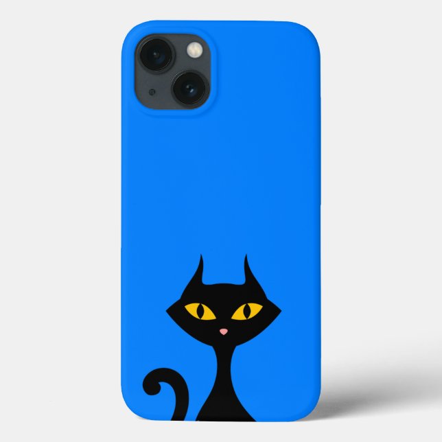 Black Kattunge med Azure Blue Background (Baksida)