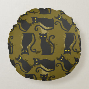 Black Kattunge Metallizer Factory Deco Rund Kudde