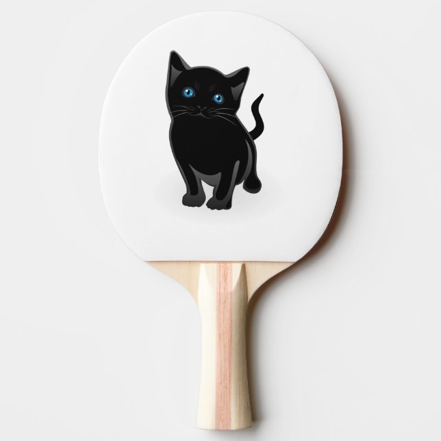 Black kattunge tecknad pingisracket (Baksidan)