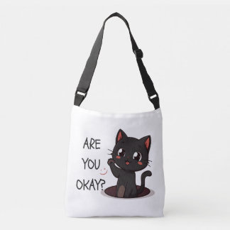 Black Kawaii Cat Tote Bag – Cute Kawaii Cat Lover  Axelväska