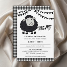 Black Kawaii Little Lamb Baby Shower