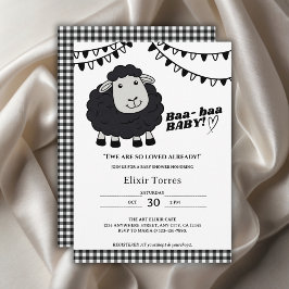 Black Kawaii Little Lamb Baby Shower Inbjudningar