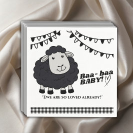 Black Kawaii Little Lamb Baby Shower Pappersservett