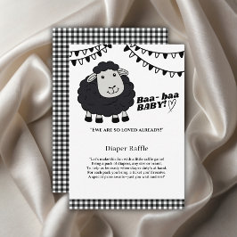 Black Kawaii Little Lamb Baby Shower Tilläggskort