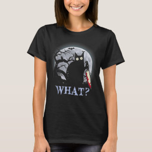 Black Killer Cat Costume Halloween med Knivar T-Sh T Shirt
