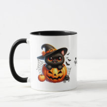 Black Kitten i en Halloween Pumpkin