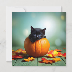 Black Kitten in a Pumpkin