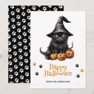 Black Kitten Jack O'Lanterners Happy halloween Car Julkort