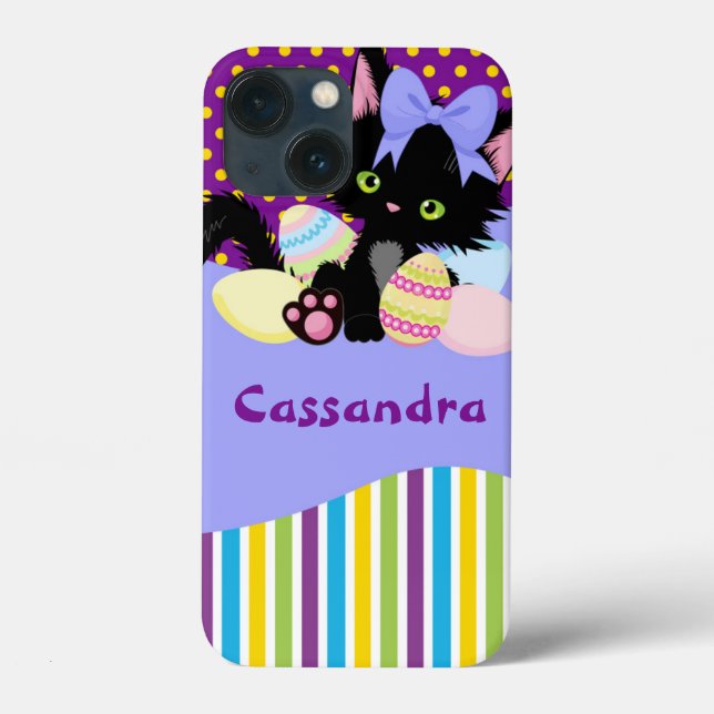 Black Kitten Påskägg Dots och Rand (Baksida)