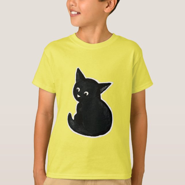 Black kitten t shirt (Framsida)