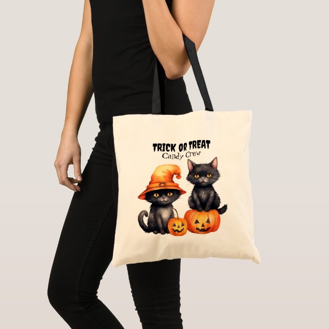Black Kittens Candy Crew Kids Halloween Tygkasse (Framsida (produkt))