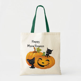 Black Kittens Pumpkin Halloween Bag Tygkasse
