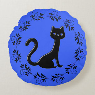 Black Kittens Tecknad 10 Rund Kudde